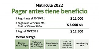 Matricula 2022 – Pagar antes tiene beneficios