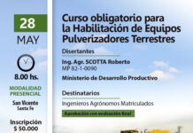 Curso obligatorio para la Habilitación de Equipos Pulverizadores Terrestres