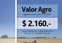 A Partir de hoy 1 Julio 2026 – Nuevo VALOR AGRO y VALORES VIGENTES