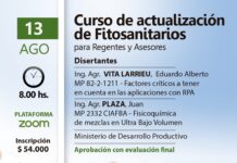 Curso de Actualización de Fitosanitarios para Regentes y Asesores – jueves 13 de Agosto de 2026 vía Zoom