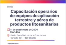 CURSO: Capacitación para operarios de equipos de aplicación terrestre y aérea de productos fitosanitarios